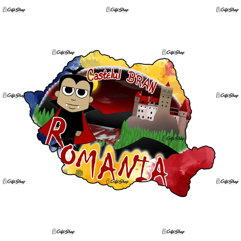 Harta, romania, castelul bran, magnet frigider mgs011